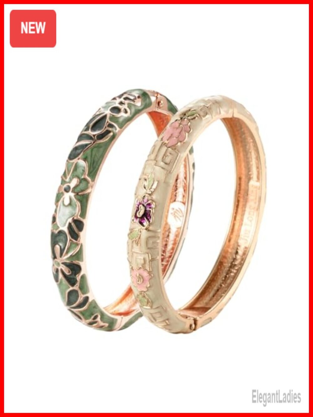UJOY Vintage Cloisonne Bracelet Set Enameled Cuff Bangle Women